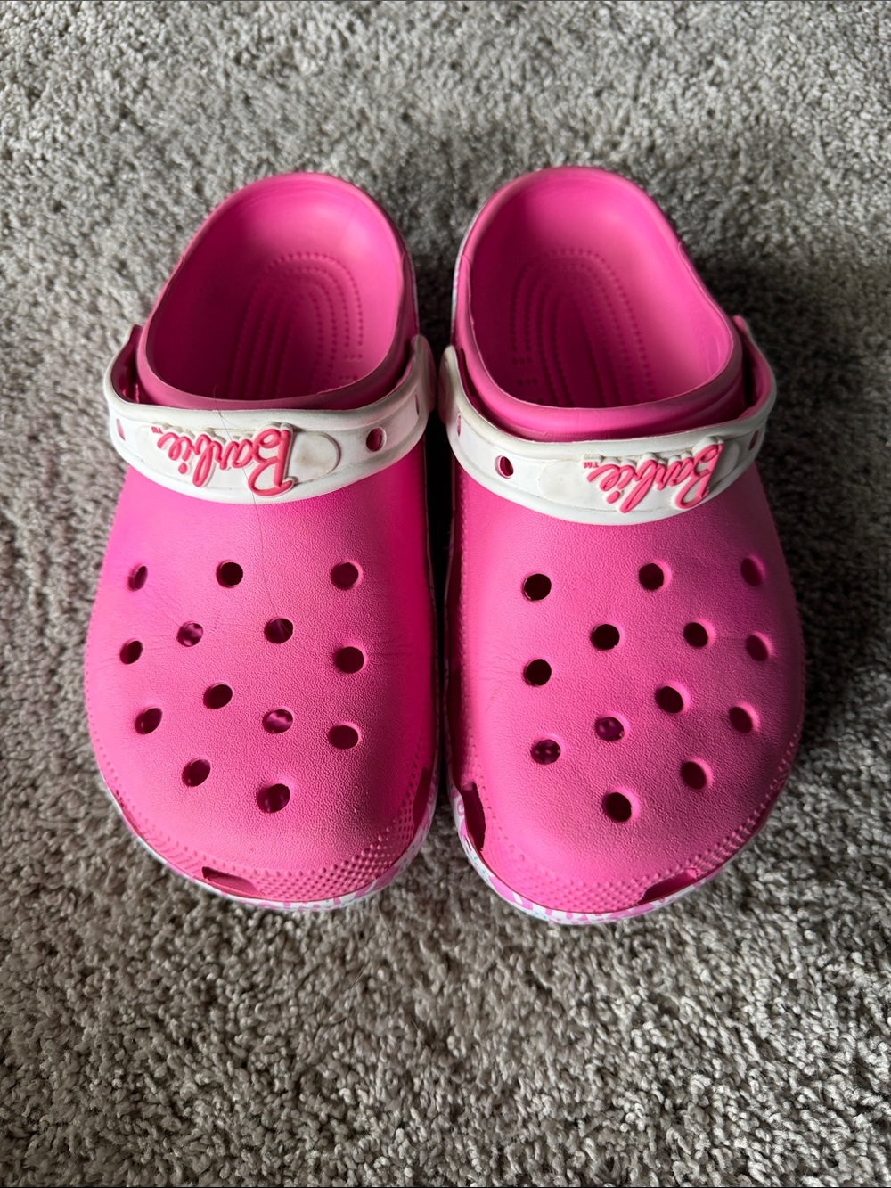 Barbie Pink and White Foam Clog Mules